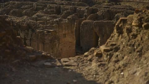 The Ruins of an Ancient Building Stand in Sunlight