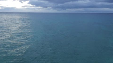 Fast Moving Pan Over A Beach Into The Ocean On A Cloudy Day