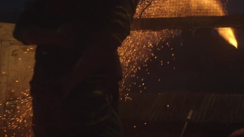 Man Lighting Fireworks And Them Shooting Off